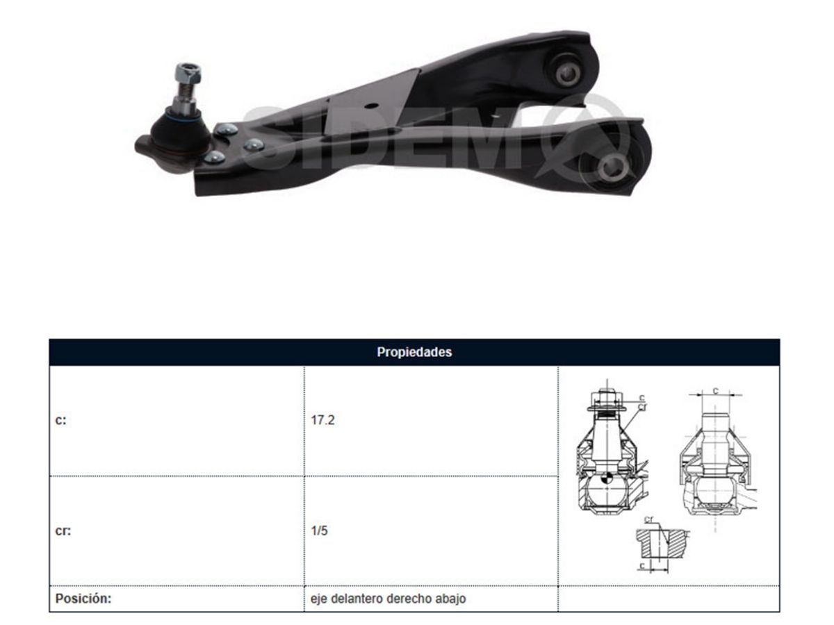 Parilla De Suspension Del Renault Duster/Oroch/Captur 11-25 Der
