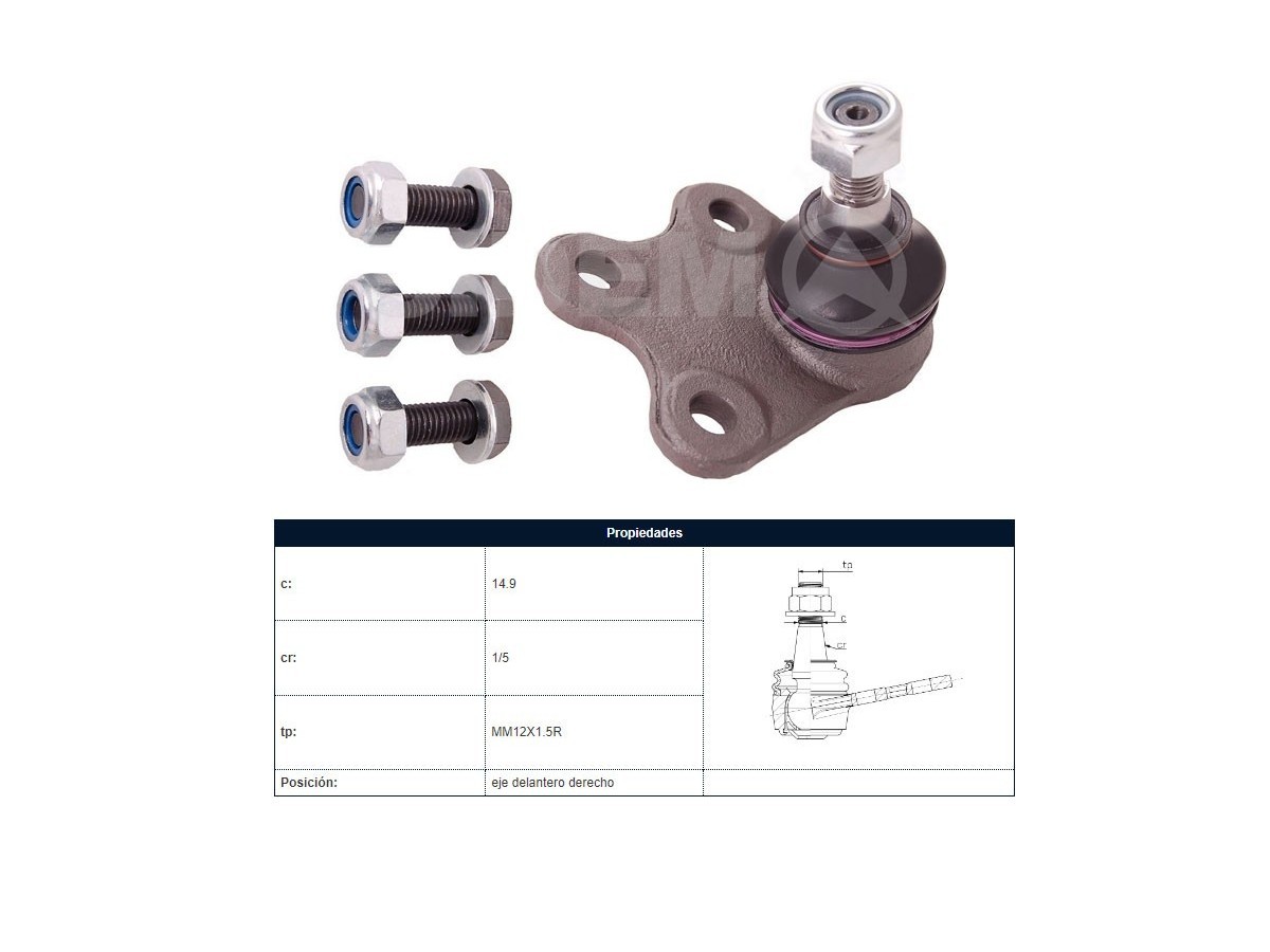 Rotula Delantera  Volkswagen Gol Vi Vii/Up/Saveiro/Saveiro Cross/Polo/Cross Fox/Gol V/Fox 08-25 Der/Izq